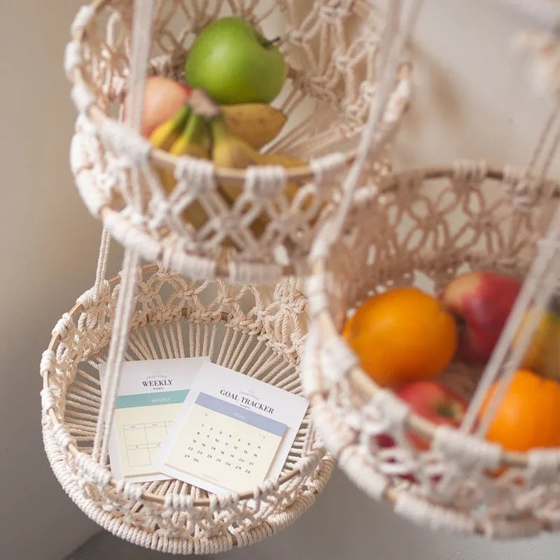 Home Decoration Basket Three Layers of Fruit and Vegetable Basket Cotton Rope Woven Basket Woven Basket Rattan Basket 
Home Decoration Basket Three Layers of Fruit and Vegetable Basket Cotton Rope Woven Basket Woven Basket Rattan Basket
