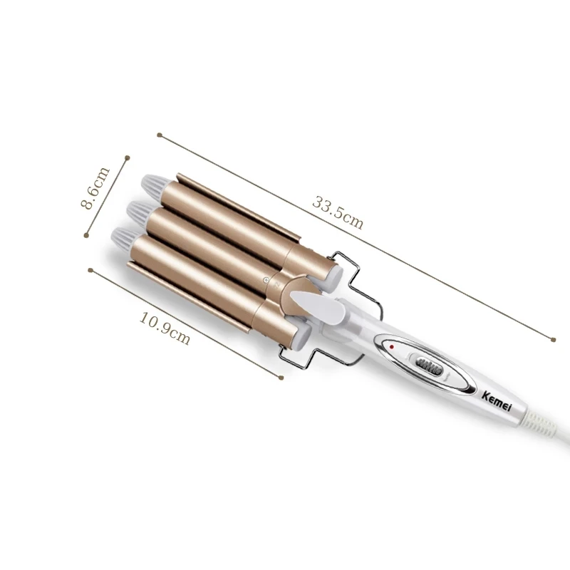 Professional Curling Iron Ceramic Triple Barrel Hair Styler Hair Waver Styling Tools 110-220V Hair Curler Electric Curling Kemei
Professional Curling Iron Ceramic Triple Barrel Hair Styler Hair Waver Styling Tools 110-220V Hair Curler Electric Curling Kemei