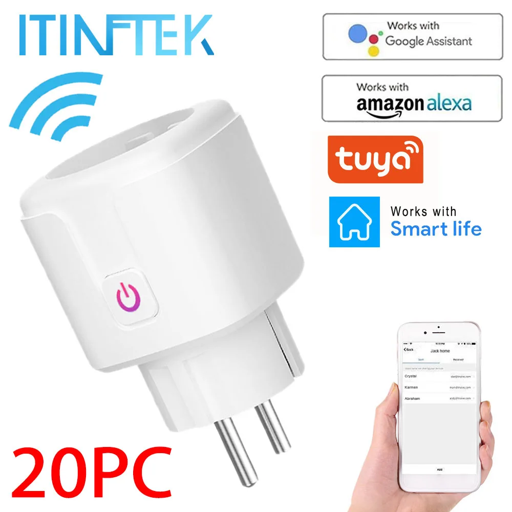 Smart Plug 16a Wifi Socket EU Tuya Smart Life App Wifi Power Socket Remote Control Adapter Timing Light Alexa Google Home 
Smart Plug 16a Wifi Socket EU Tuya Smart Life App Wifi Power Socket Remote Control Adapter Timing Light Alexa Google Home
