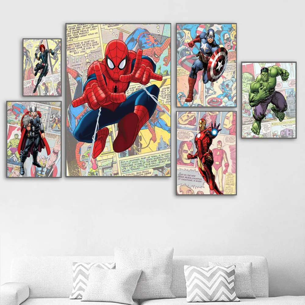 

Marvel Avengers Comic Wall Art Prints Iron Man Thor Captain America Superhero Canvas Poster Paintings For Living Room Decor