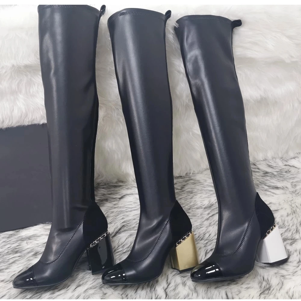 High Quality Fashion Women High Heels Pumps Sexy Zip Retro Knee High Boots Runway Ladies 35-41 Genuine Leather Metal Decor
High Quality Fashion Women High Heels Pumps Sexy Zip Retro Knee High Boots Runway Ladies 35-41 Genuine Leather Metal Decor