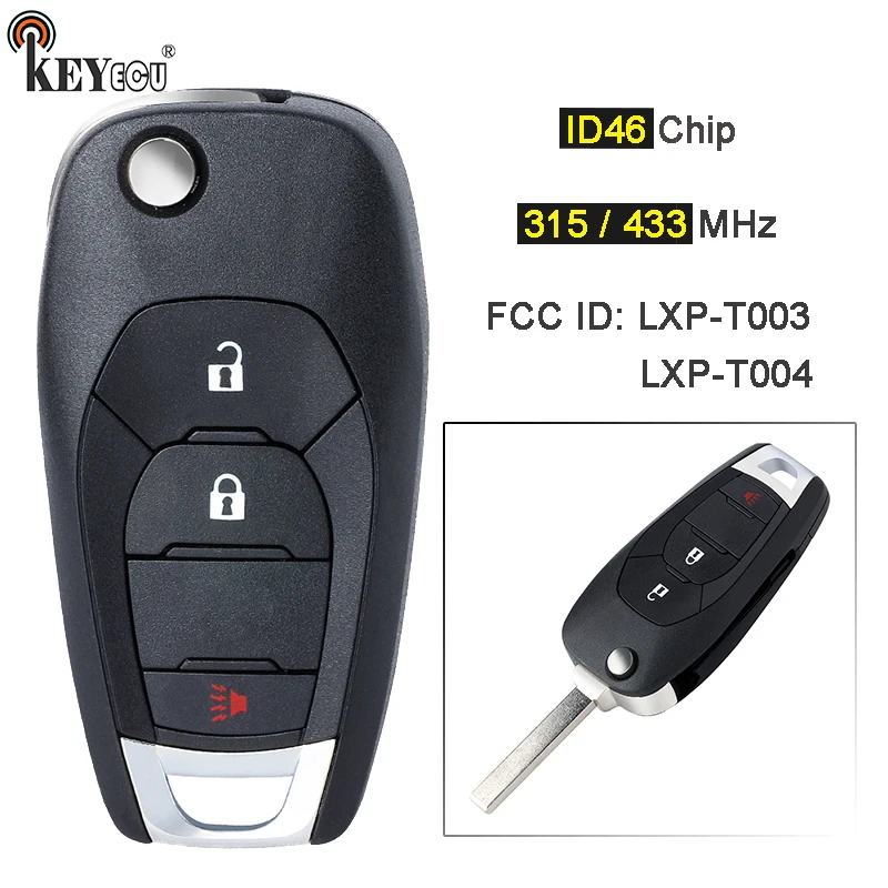 KEYECU 433MHz ID46 Chip FCC ID: LXP-T003 LXP-T004 Remote Key Fob 2 / 3 Button for Chevrolet Cruze Trailblazer Trax Spark Sonic
KEYECU 433MHz ID46 Chip FCC ID: LXP-T003 LXP-T004 Remote Key Fob 2 / 3 Button for Chevrolet Cruze Trailblazer Trax Spark Sonic