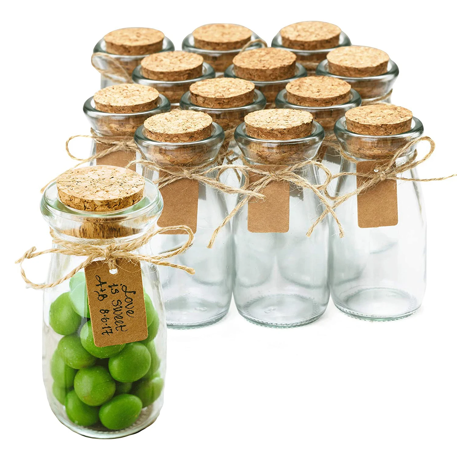 

Маленькие стеклянные бутылки с пробкой-3,4 унций мини-банки с крышками вечерние вечеринок, сувениров, свадьбы, аптеки, специй, конфет