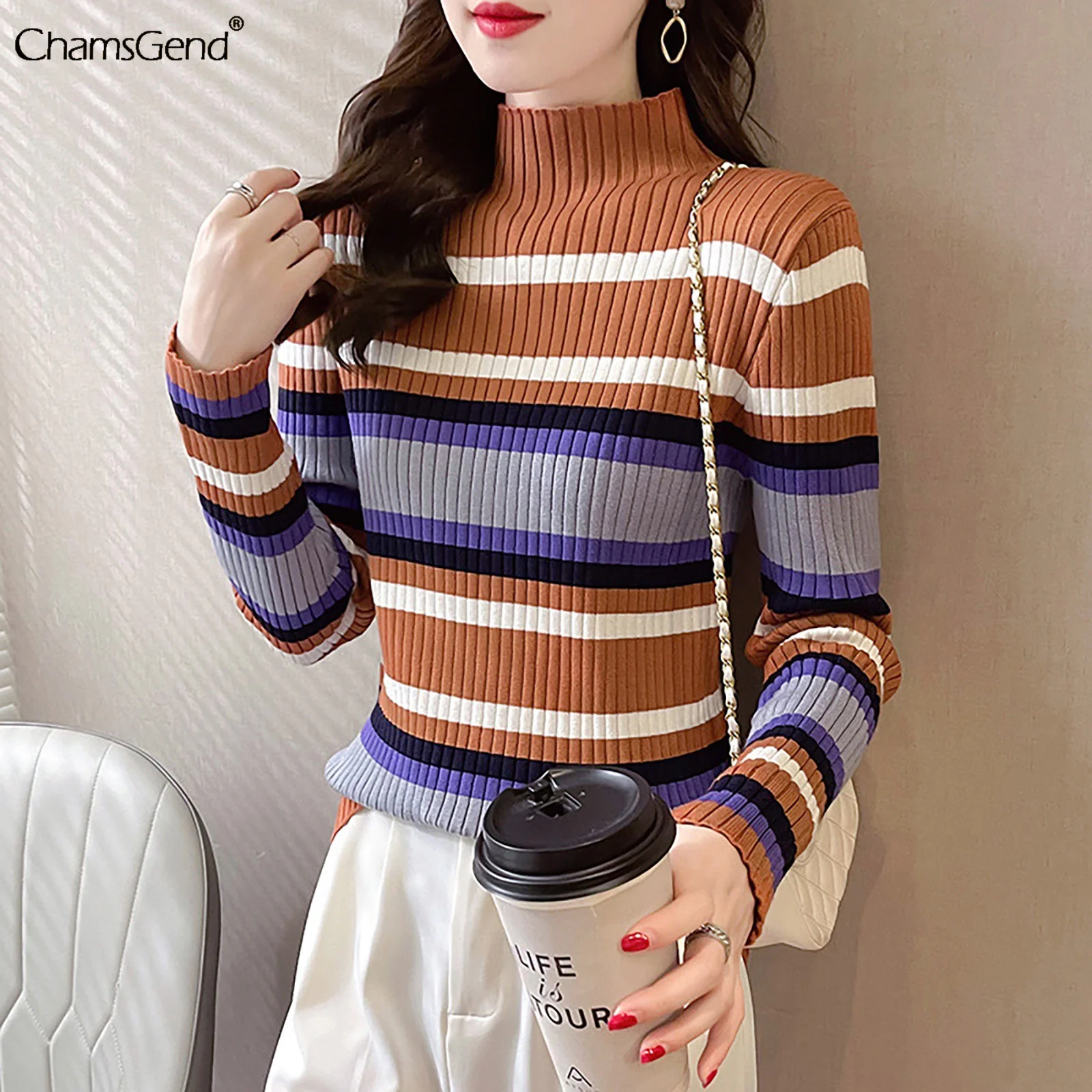 Knitted Vintage Striped Sweater Autumn Woman Warm Elegant Turtleneck Neck Long Sleeve Autumn Basic Sweater Loose Casual Jumper
Knitted Vintage Striped Sweater Autumn Woman Warm Elegant Turtleneck Neck Long Sleeve Autumn Basic Sweater Loose Casual Jumper