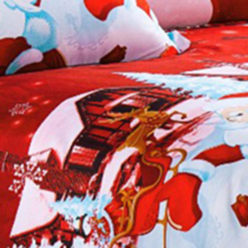 Комплект постельного белья из хлопка, 4 шт., с изображением Деда Мороза 
Комплект постельного белья из хлопка, 4 шт., с изображением Деда Мороза