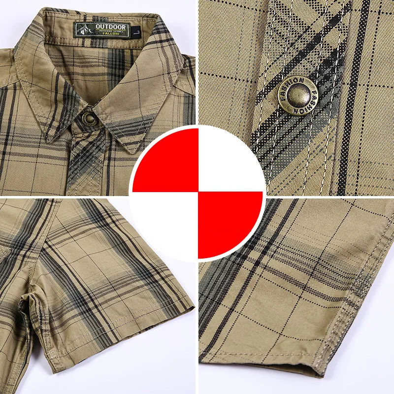 Summer Mens Short Sleeved Shirt Single Breasted Cotton Plaid Shirts Male Smart Casual Retro Motorcycle Shirt Men Plue Size M-5XL
Summer Mens Short Sleeved Shirt Single Breasted Cotton Plaid Shirts Male Smart Casual Retro Motorcycle Shirt Men Plue Size M-5XL