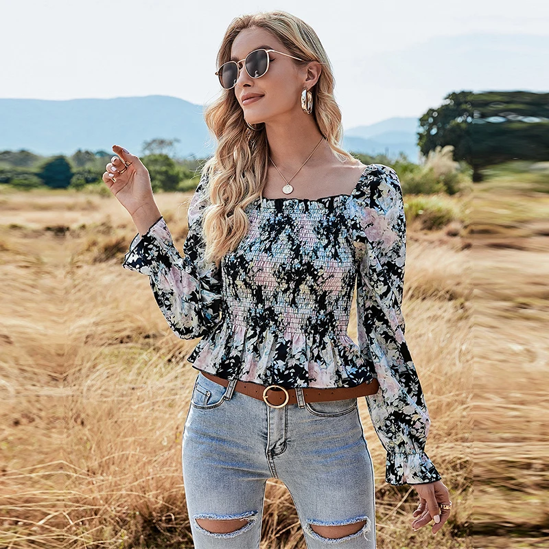 2021 New Elegant Square Collar Slim Full Sleeve Ladies Casual Print Pullover Top Summer Short Floral Blouse Top For Women
2021 New Elegant Square Collar Slim Full Sleeve Ladies Casual Print Pullover Top Summer Short Floral Blouse Top For Women