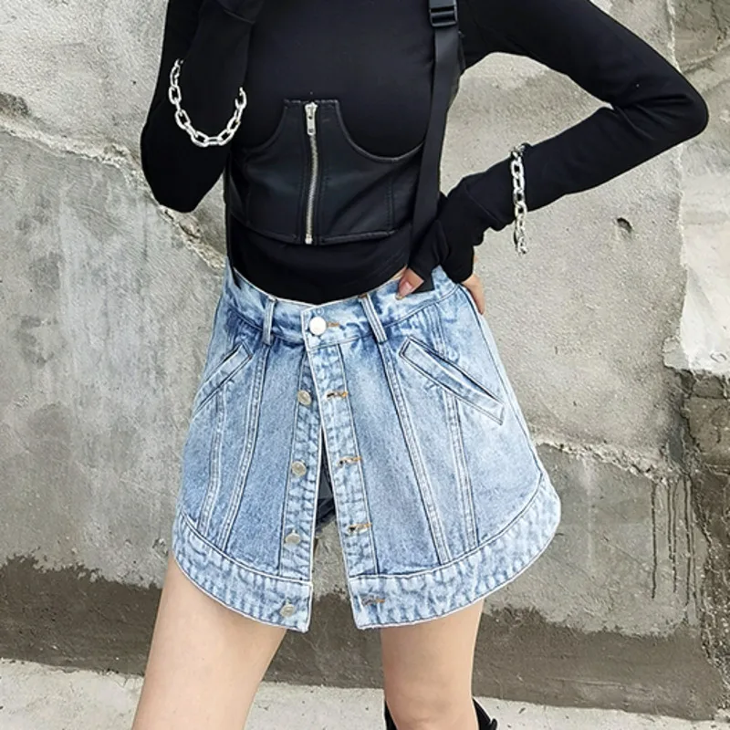 {DEAT} Women Wide Leg Blue Fake Two Shorts Denim New High Waist Loose Fit Rousers Fashion Tide Spring Summer 2021 GX138
{DEAT} Women Wide Leg Blue Fake Two Shorts Denim New High Waist Loose Fit Rousers Fashion Tide Spring Summer 2021 GX138