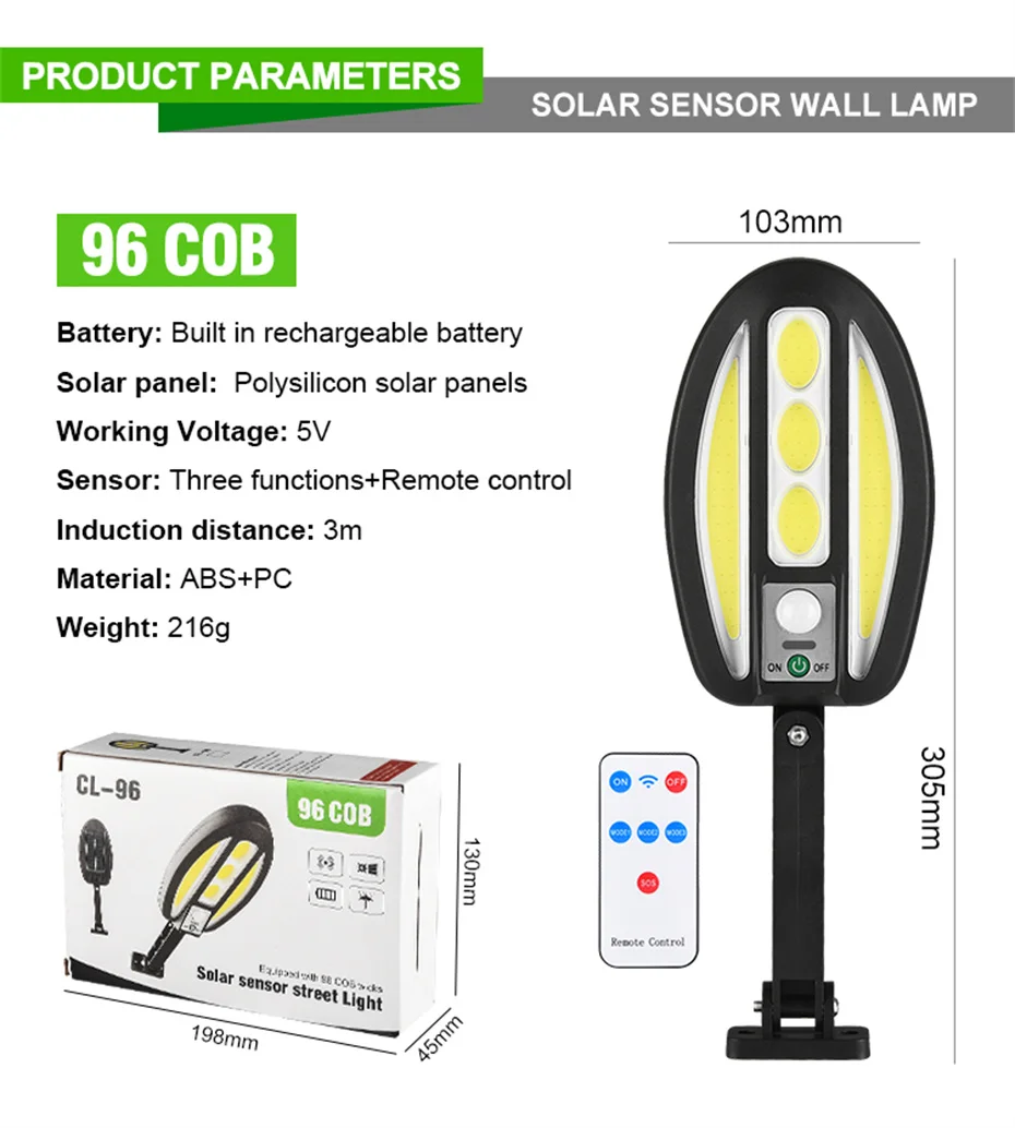 5V IP65 Solar Street Light Outdoor 95/96 Leds PIR Motion Sensor Powered Lights Waterproof Smart Remote Control Garden Yard Decor
5V IP65 Solar Street Light Outdoor 95/96 Leds PIR Motion Sensor Powered Lights Waterproof Smart Remote Control Garden Yard Decor