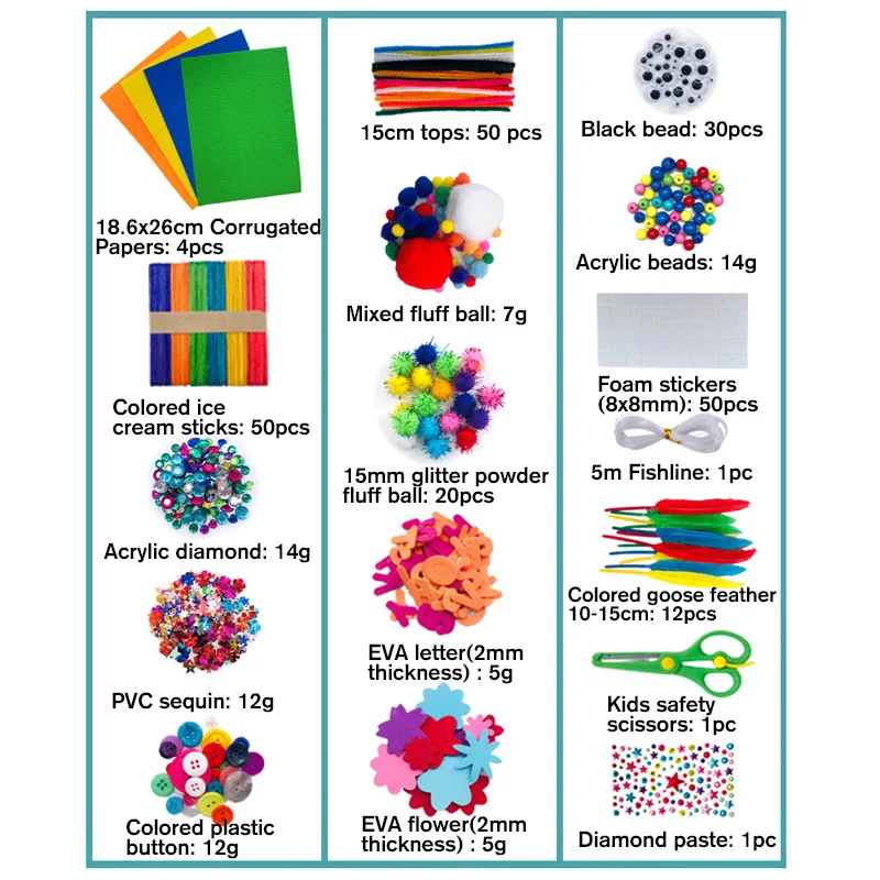 DIY Art Crafts Pompoms Material Multicolour Childrens Jumbo Craft Box Kids Art Craft Toys Handicraft Material Set Child Gifts
DIY Art Crafts Pompoms Material Multicolour Childrens Jumbo Craft Box Kids Art Craft Toys Handicraft Material Set Child Gifts