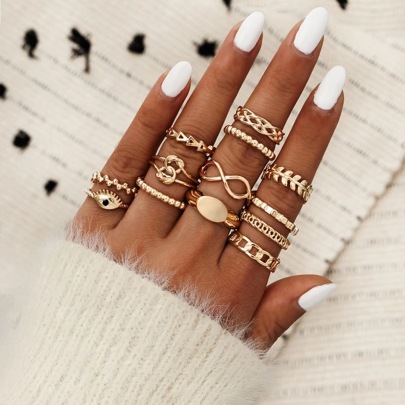 Fashion Punk Women's Rings Set Golden Retro Evil Eye Charm Dragon Knotted Chain Knuckle Rings for Women Bohemian Jewelry Anillos
Fashion Punk Women's Rings Set Golden Retro Evil Eye Charm Dragon Knotted Chain Knuckle Rings for Women Bohemian Jewelry Anillos