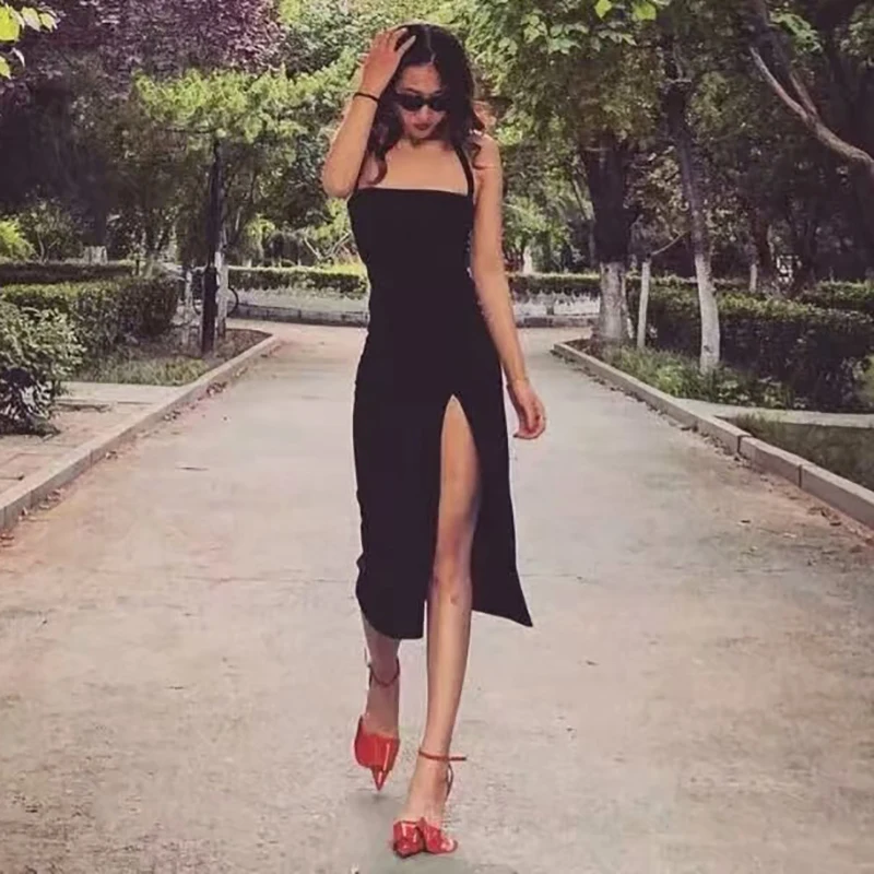 Women Sexy Halter Midi Dress with Thigh Split
Women Sexy Halter Midi Dress with Thigh Split