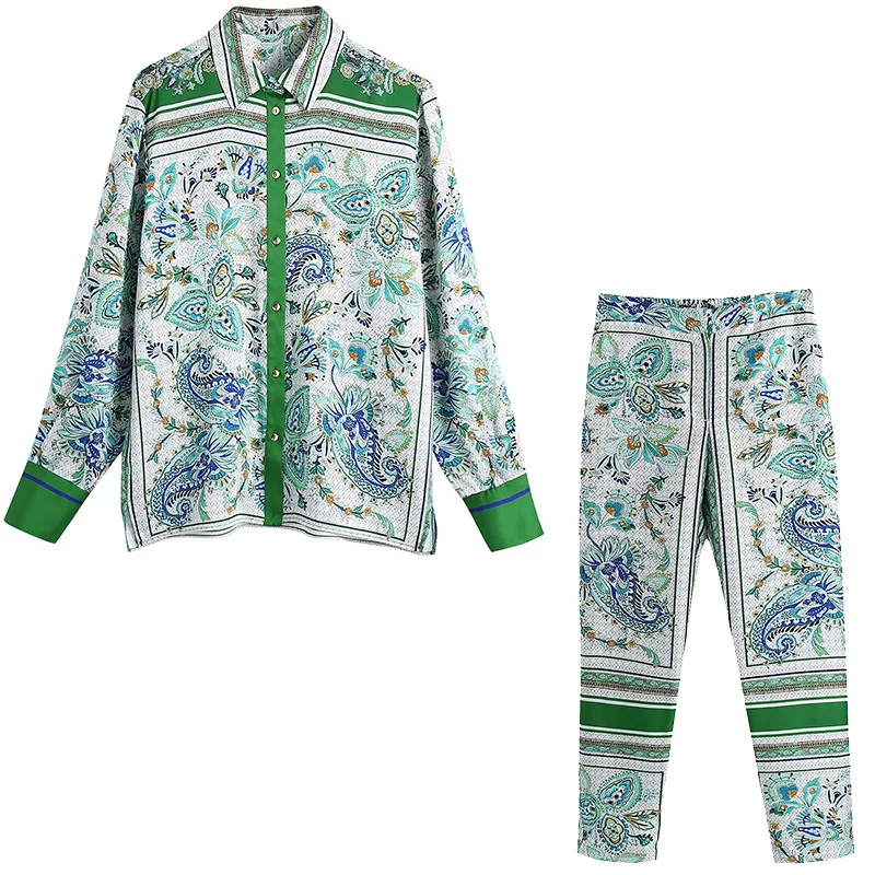 Vintage Printed Women Pants Sets Floral Print Shirts Long Sleeve Blouse Green Trousers Suit Paisley Casual Outfit Pants Sets
Vintage Printed Women Pants Sets Floral Print Shirts Long Sleeve Blouse Green Trousers Suit Paisley Casual Outfit Pants Sets