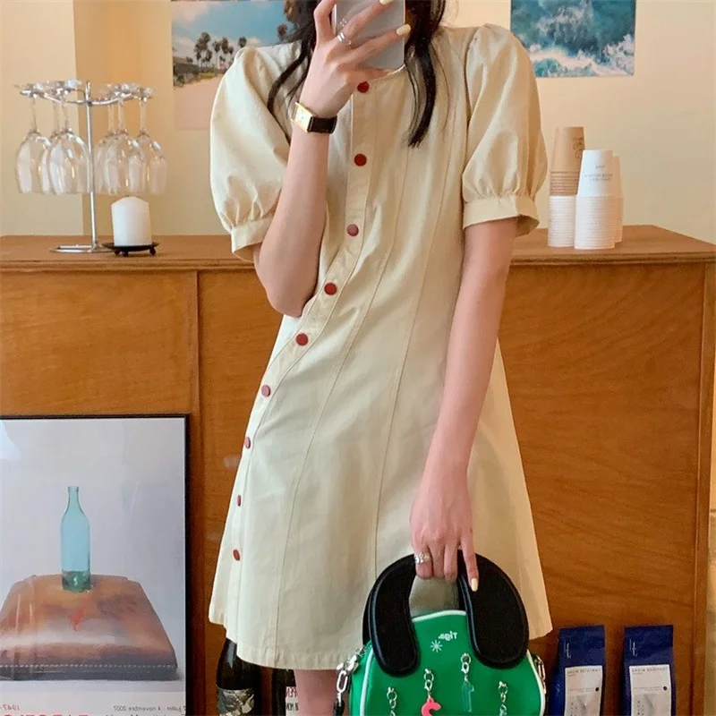 Dress French Round Neck Puff Sleeve Short Sleeve Dress Women Summer New Style Skirt Korean High Waist Thin Skirt
Dress French Round Neck Puff Sleeve Short Sleeve Dress Women Summer New Style Skirt Korean High Waist Thin Skirt
