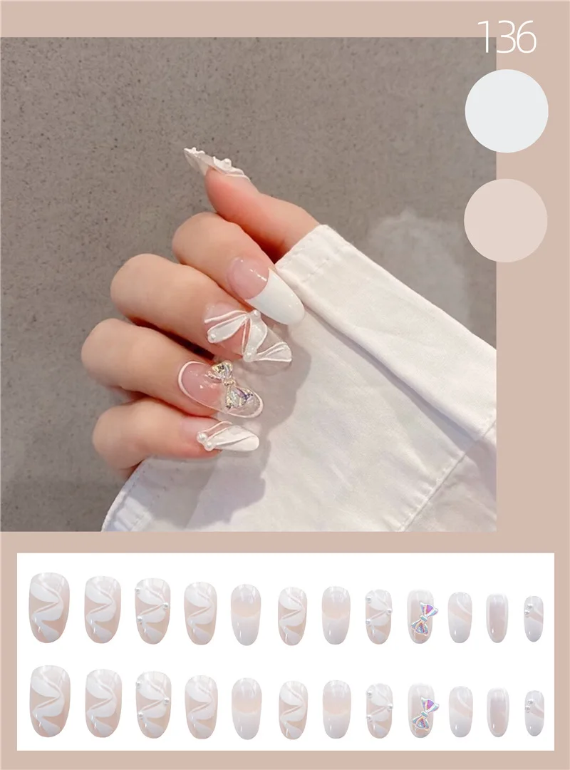 24pcs French Ribbon Fake Nails Full cover Fake Nails Glue DIY Manicure Nail Art Tools
24pcs French Ribbon Fake Nails Full cover Fake Nails Glue DIY Manicure Nail Art Tools