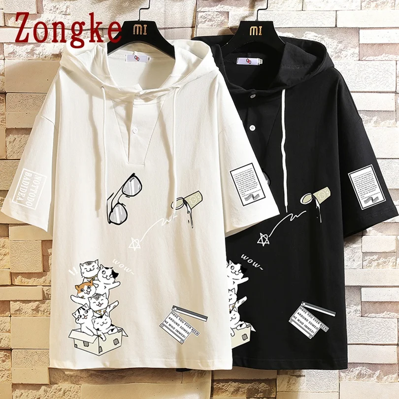 Zongke Cats Print Black Hoodie Men Streetwear Korean Fashion Hoodies Men Clothing Man Hoodies Korean Clothes Half Sleeve 2021 
Zongke Cats Print Black Hoodie Men Streetwear Korean Fashion Hoodies Men Clothing Man Hoodies Korean Clothes Half Sleeve 2021
