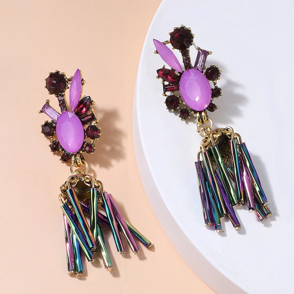 Classic Vintage Women's Colorful Crystal Beads Long Tassel Earrings Fashion Jewelry Bohemia Wedding Drop Dangle Earrings Gifts
Classic Vintage Women's Colorful Crystal Beads Long Tassel Earrings Fashion Jewelry Bohemia Wedding Drop Dangle Earrings Gifts