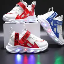 New LED Children Glowing Shoes Baby Luminous Sneakers Boys Lighting Running Shoes Kids Breathable Mesh Sneakers