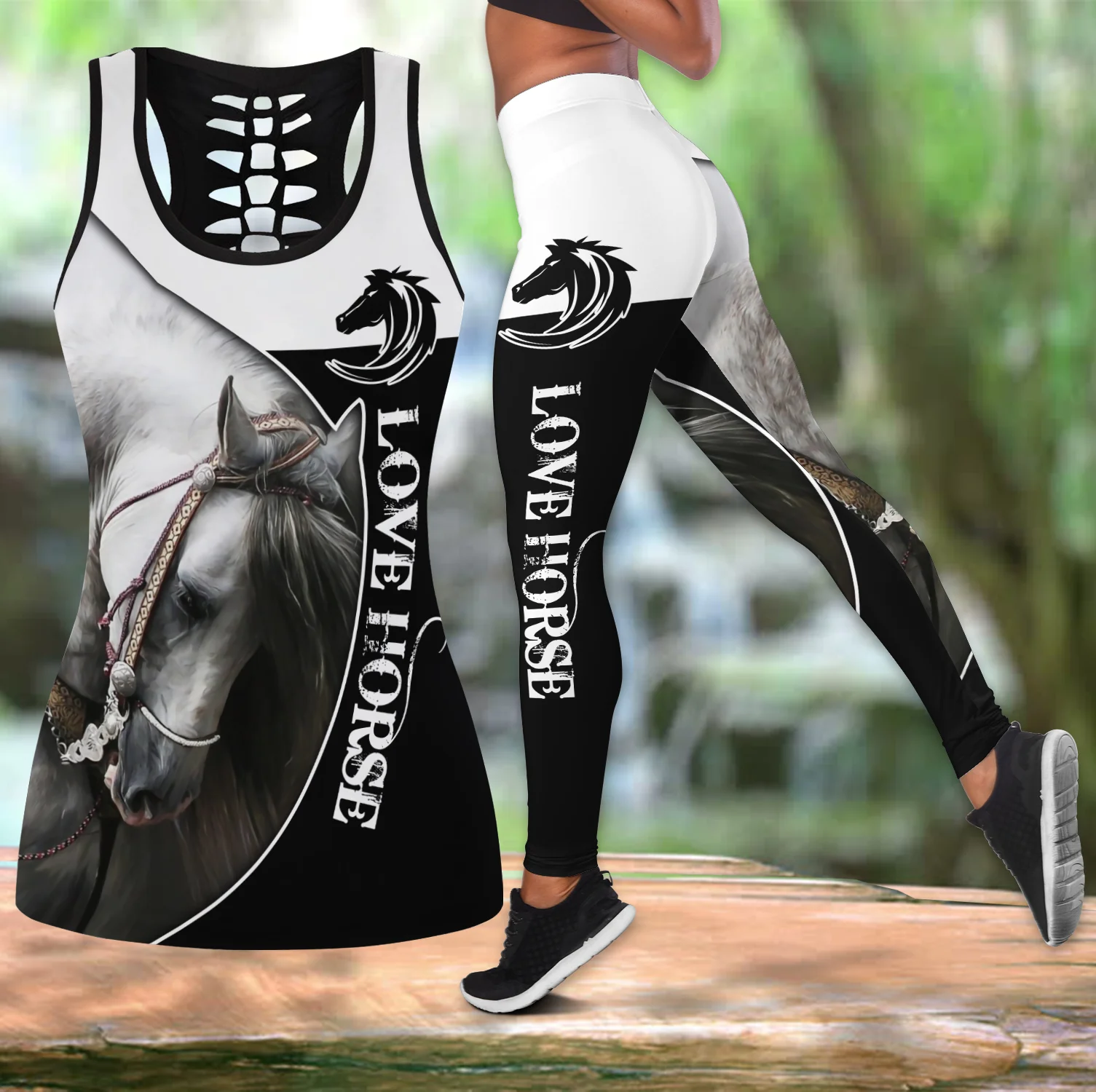 Beautiful Love Horse 3D All Over Printed Hollow Tank Top & Leggings Set Fitness Female Full Length Leggings Running Pants DDK76
Beautiful Love Horse 3D All Over Printed Hollow Tank Top & Leggings Set Fitness Female Full Length Leggings Running Pants DDK76