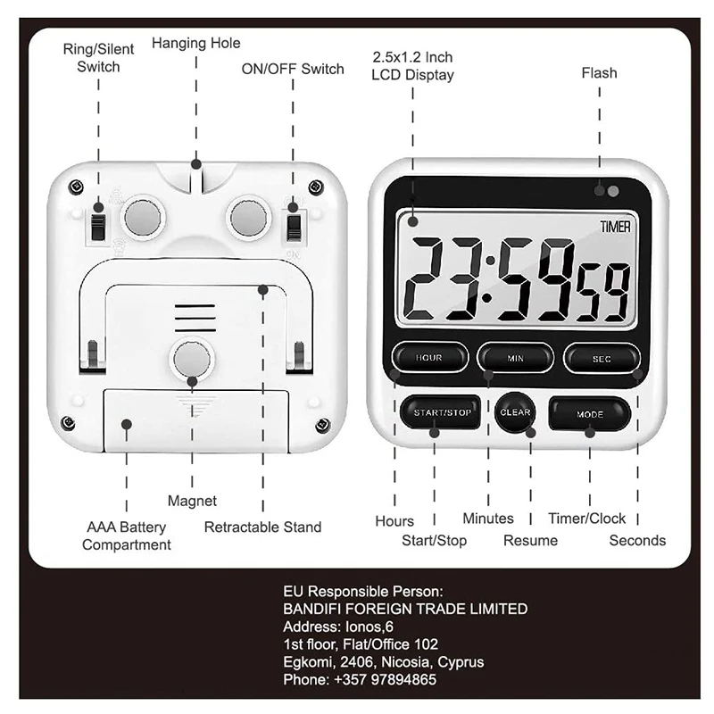 Kitchen Timer, netic Kitchen Timer, with Adjustable Sound Alarm and Memory Function for Cooking and Studying
Kitchen Timer, netic Kitchen Timer, with Adjustable Sound Alarm and Memory Function for Cooking and Studying