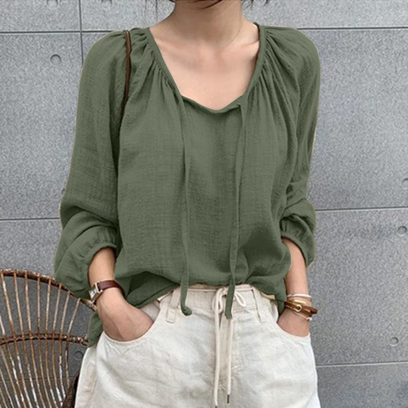 ZANZEA Women Long Sleeve Blouses Loose Solid Lace-Up Blusas 2022 Casual O-Neck Office Blouse Ladies Stylish Work Tops Oversized
ZANZEA Women Long Sleeve Blouses Loose Solid Lace-Up Blusas 2022 Casual O-Neck Office Blouse Ladies Stylish Work Tops Oversized