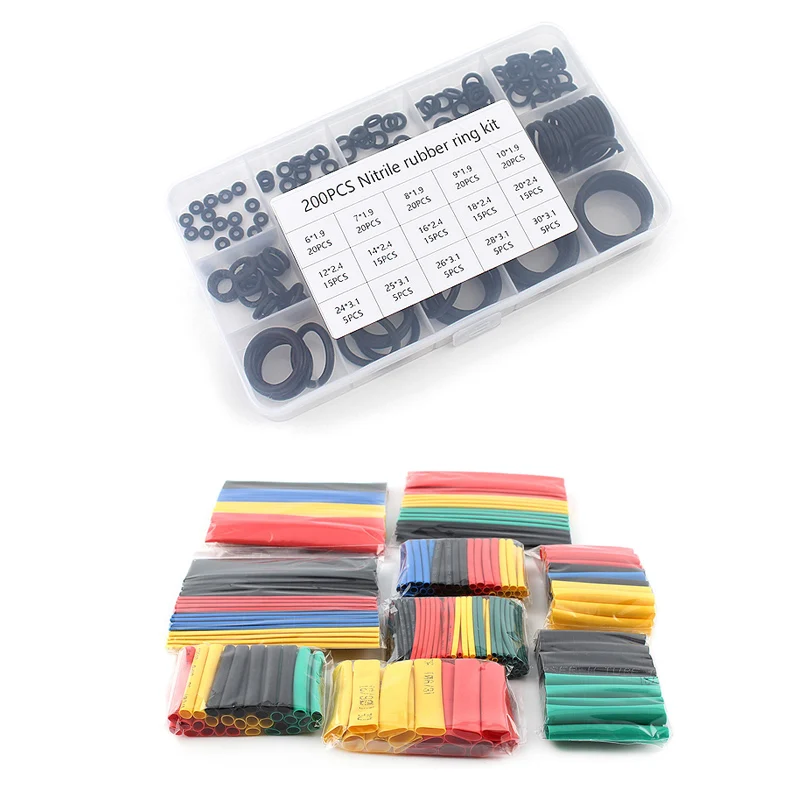 200PCS/Box O Ring Gasket NBR Rubber Silicone.164Pcs Heat Shrink Tube DIY Insulation Cable Washer O-Ring Waterproof Seal Ring Kit
200PCS/Box O Ring Gasket NBR Rubber Silicone.164Pcs Heat Shrink Tube DIY Insulation Cable Washer O-Ring Waterproof Seal Ring Kit
