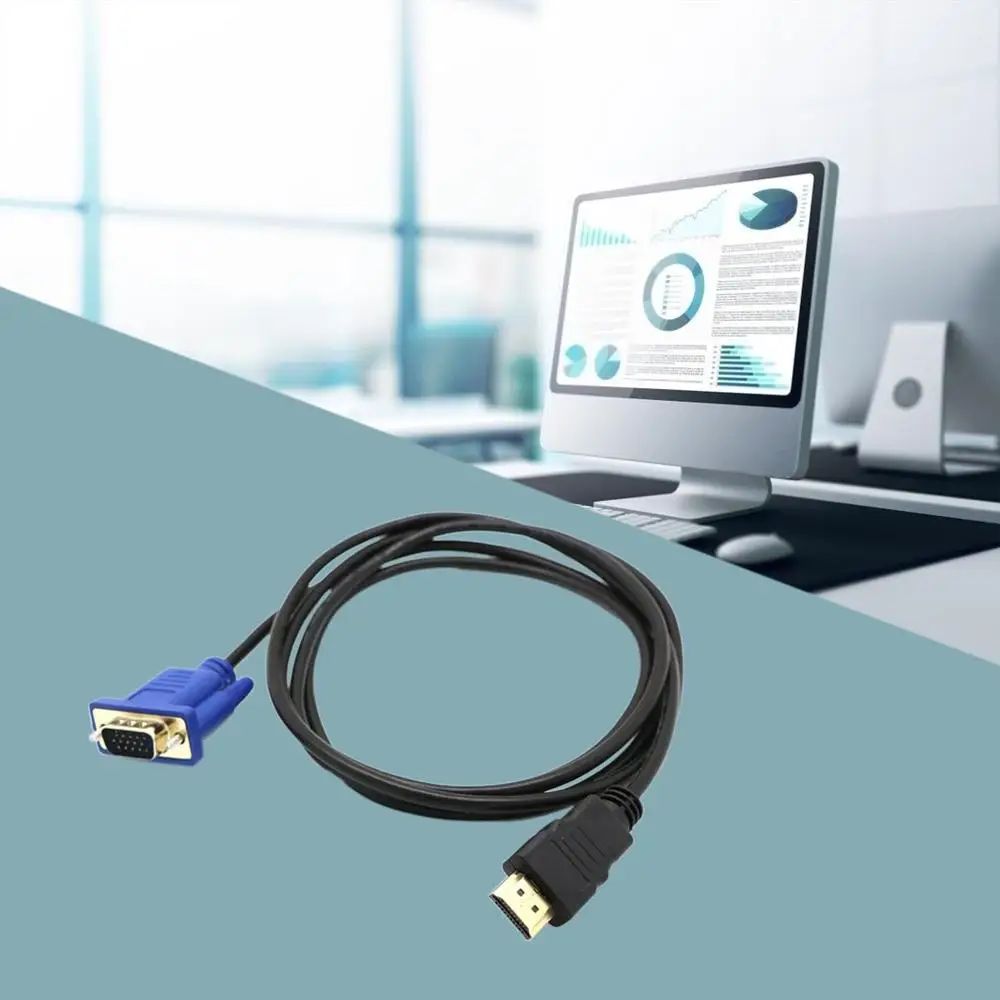 1 м HDMI-совместимый с VGA D-SUB мужской видеоадаптер кабель для HDTV ПК Прочный монитор