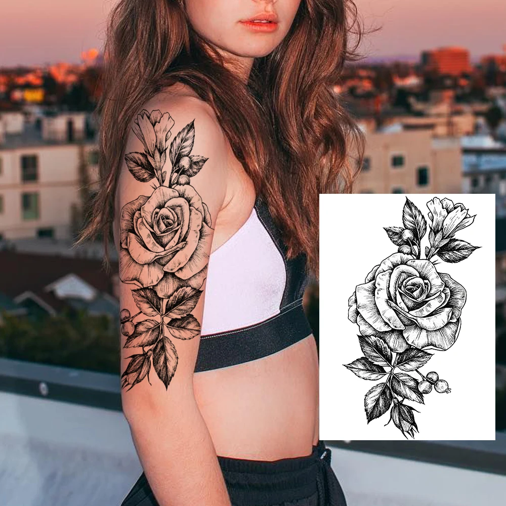 Sexy Flower Temporary Tattoos For Women Body Art Painting Arm Legs Tattoos Sticker Realistic Fake Black Rose Waterproof Tattoos
Sexy Flower Temporary Tattoos For Women Body Art Painting Arm Legs Tattoos Sticker Realistic Fake Black Rose Waterproof Tattoos