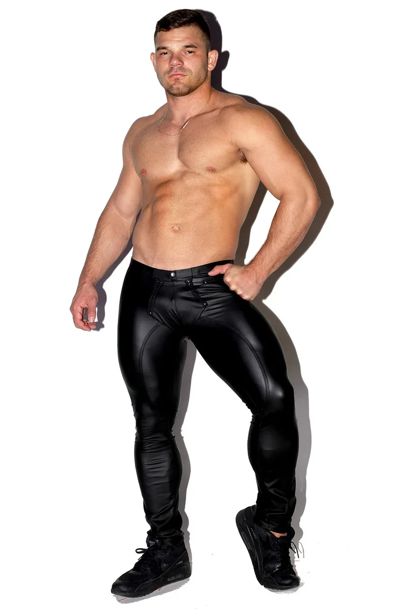 Mens Faux Leather Leggings Black Bondage Pants Zipper Pouch Slim Fetish Wear Full Length Trousers Sexy Night Club Wear Tights
Mens Faux Leather Leggings Black Bondage Pants Zipper Pouch Slim Fetish Wear Full Length Trousers Sexy Night Club Wear Tights