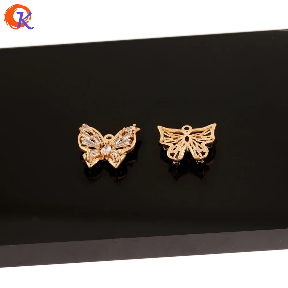Cordial Design 20Pcs 14*16MM Jewelry Accessories/DIY Making/Hand Made/CZ Charms/Genuine Gold Plating/Earring Findings/Pendant