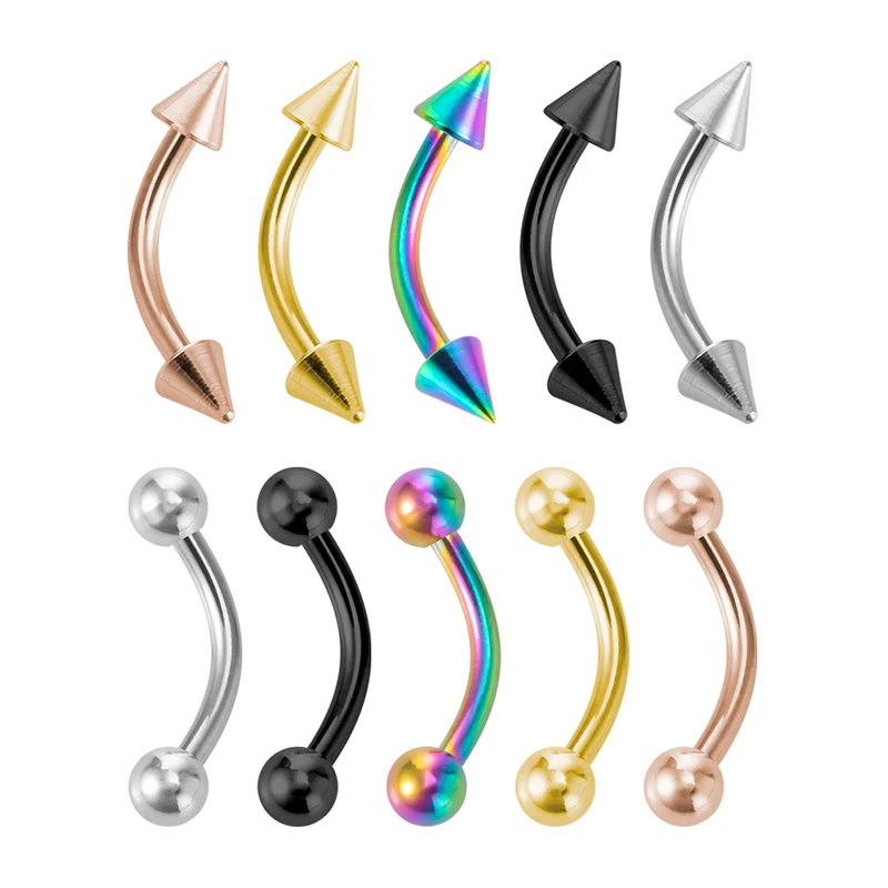 

5PCS Curved Barbell 16G Surgical Steel Eyebrow Piercings Cartilage Stud Navel Rings Piercing Belly Button Lip Ring Body Jewelry