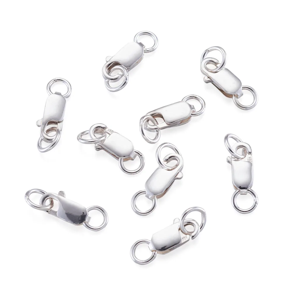 10pcs 925 Sterling Silver Lobster Claw Clasps for Jewelry Making DIY Bracelet Necklace Connector Accessories,with Jump Rings
10pcs 925 Sterling Silver Lobster Claw Clasps for Jewelry Making DIY Bracelet Necklace Connector Accessories,with Jump Rings