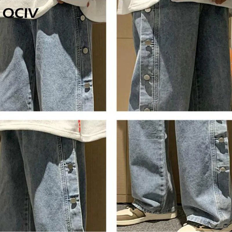 Men Jeans Loose Big Size 2XL Mens Wide Leg Trousers Solid Buttons Korean Fashion Style Casual Daily Students Streetwear Leisure 
Men Jeans Loose Big Size 2XL Mens Wide Leg Trousers Solid Buttons Korean Fashion Style Casual Daily Students Streetwear Leisure