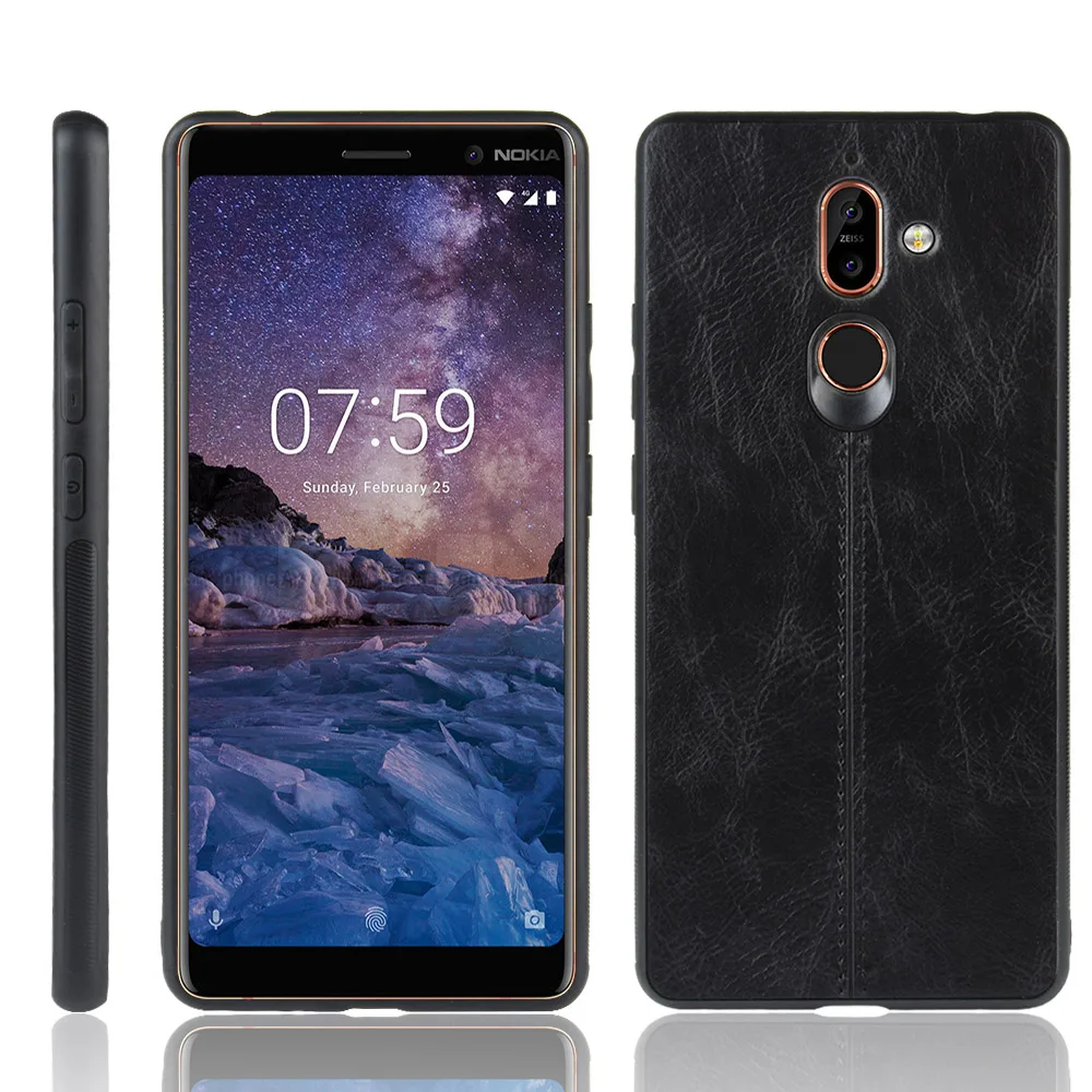 Чехол из искусственной кожи с текстурой телячьей для Nokia 7 plus 8 Sirocco 1 9|Бамперы| |