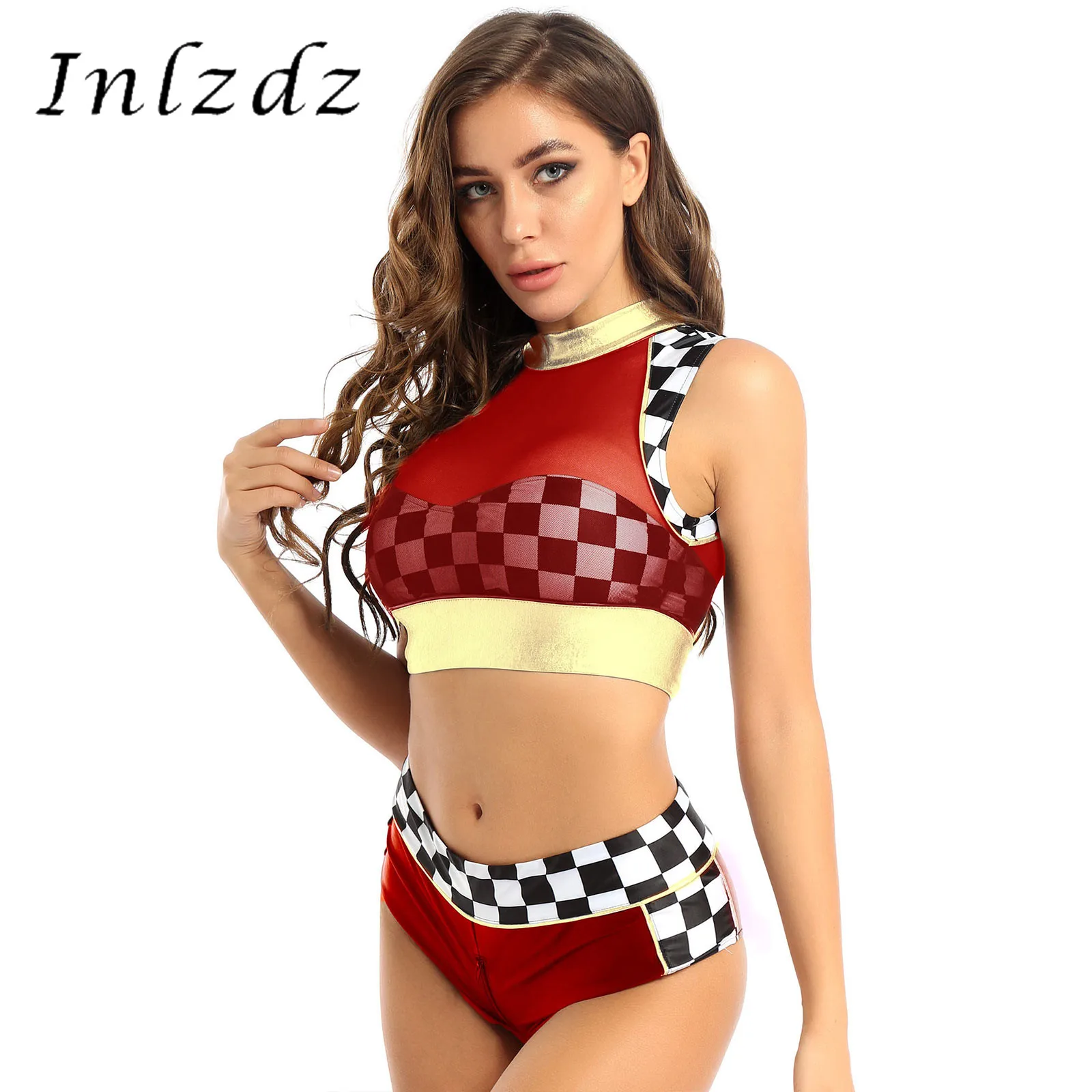 Women Lingerie Plaid Cheerleading Outfit Racing Girl Cosplay Costume Back Zipper Mesh Tops Padded Bra with Patent Leather Briefs
Women Lingerie Plaid Cheerleading Outfit Racing Girl Cosplay Costume Back Zipper Mesh Tops Padded Bra with Patent Leather Briefs