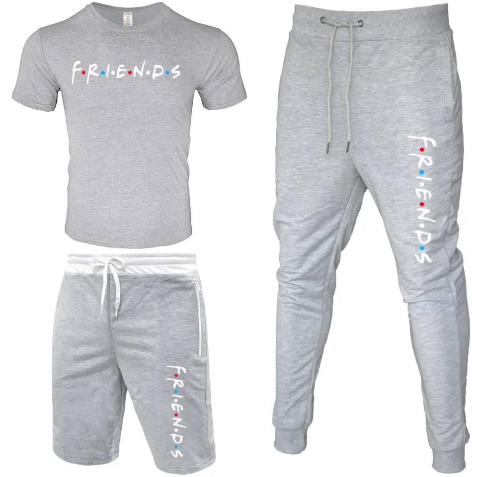 Summer new brand men's T-shirt + sports trousers + shorts three-piece summer leisure sports fitness running clothes large size
Summer new brand men's T-shirt + sports trousers + shorts three-piece summer leisure sports fitness running clothes large size