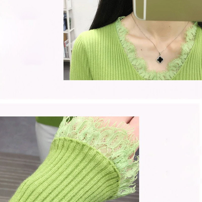 shintimes 2020 Winter Knitted Sweater Lace Patchwork Sweaters Slim Sweaters Women Pullover Long Sleeve Clothes Vetement Femme
shintimes 2020 Winter Knitted Sweater Lace Patchwork Sweaters Slim Sweaters Women Pullover Long Sleeve Clothes Vetement Femme