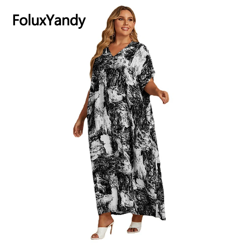 Batwing Bohemian Long Dress Women Plus Size V Neck Ankle-Length Loose Short Sleeve Summer Dress Oversize Vestidos HMJR67
Batwing Bohemian Long Dress Women Plus Size V Neck Ankle-Length Loose Short Sleeve Summer Dress Oversize Vestidos HMJR67