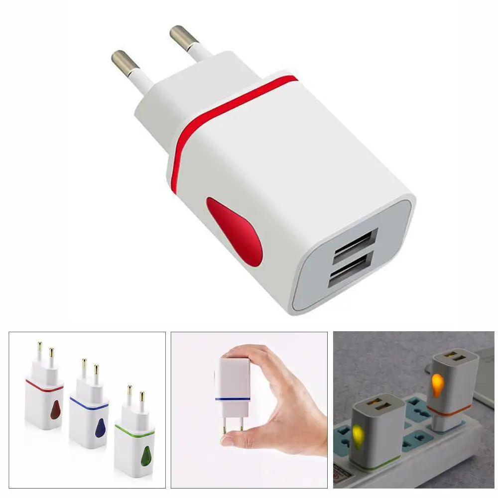 USB Charger Adapter Dual Port EU US 5V 2A Travel Wall Adapter LED Light Mobile Phone USB Charger 5V For iphone Samsung Xiaomi
USB Charger Adapter Dual Port EU US 5V 2A Travel Wall Adapter LED Light Mobile Phone USB Charger 5V For iphone Samsung Xiaomi
