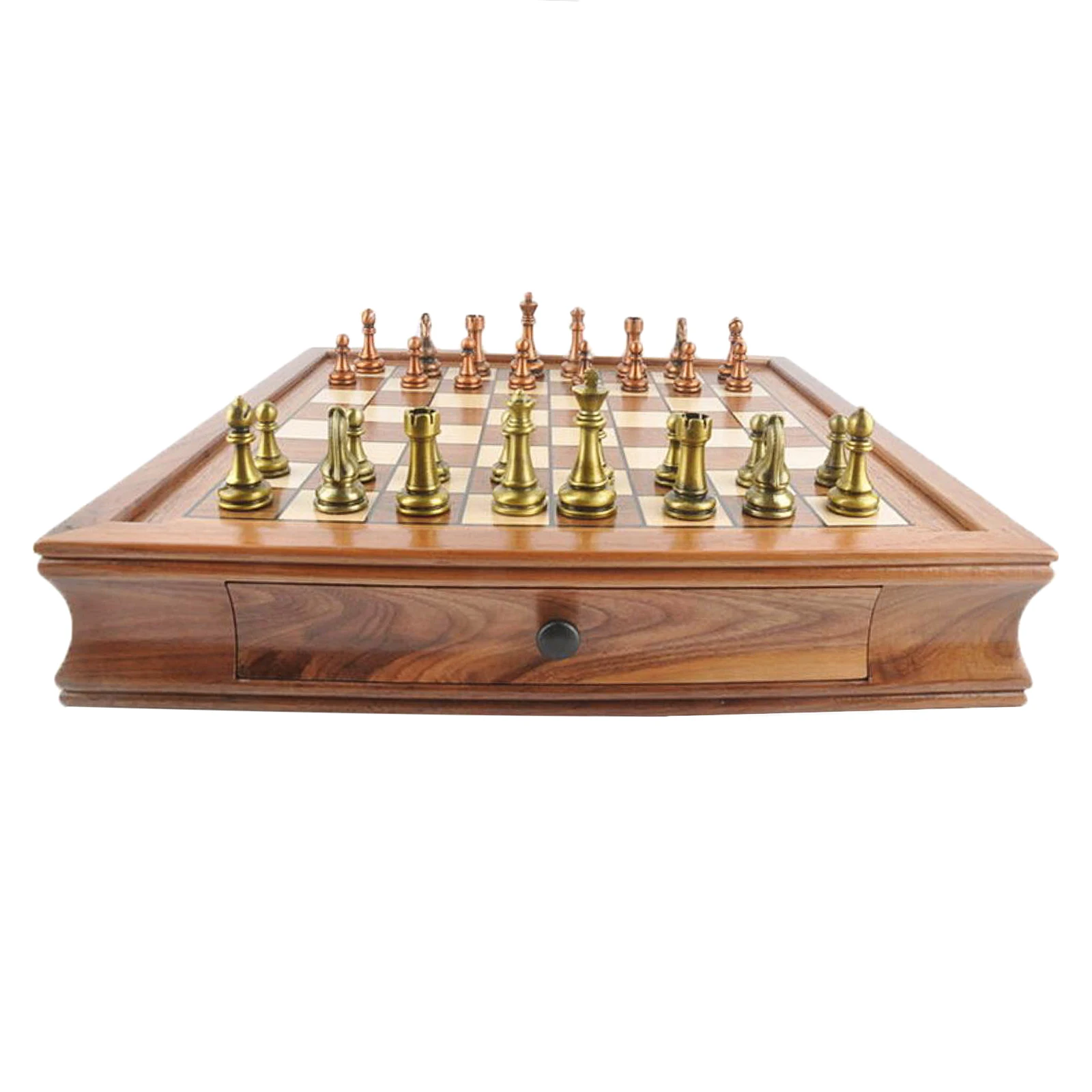 16-Inches Classical Chess Set King Soldier Walnut Chessboard 32 Chess Pieces