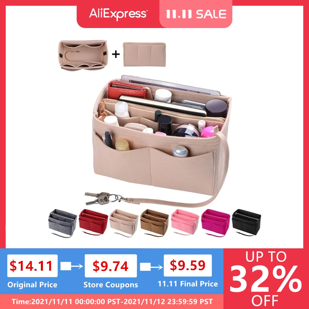 New Popular Women's Makeup Organizer Felt Cloth Insert Bag Multi-functional Travel Cosmetic Bag Girl Storage Toiletry Liner Bags
New Popular Women's Makeup Organizer Felt Cloth Insert Bag Multi-functional Travel Cosmetic Bag Girl Storage Toiletry Liner Bags