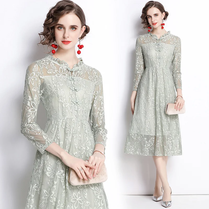 High-End Lace Dress New 2021 Autumn Long-Sleeved Hollow Out Bow Vintage Vestidos Elegant Slim High Waist Party Dresses
High-End Lace Dress New 2021 Autumn Long-Sleeved Hollow Out Bow Vintage Vestidos Elegant Slim High Waist Party Dresses