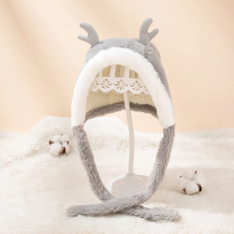 Winter Children's Plush Warm Hat Pure Color Cute Ears Antler Hats With Rope For Baby Unisex Imitation Rabbit Hair Bonnet
Winter Children's Plush Warm Hat Pure Color Cute Ears Antler Hats With Rope For Baby Unisex Imitation Rabbit Hair Bonnet