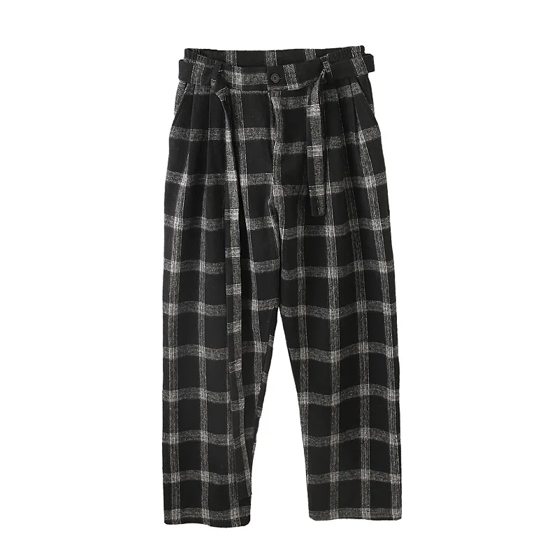 Men Autumn Winter Casual Loose Thick Wool Plaid Belt Pants Men Streetwear Vintage Harem Trousers Wide Leg Pant
Men Autumn Winter Casual Loose Thick Wool Plaid Belt Pants Men Streetwear Vintage Harem Trousers Wide Leg Pant