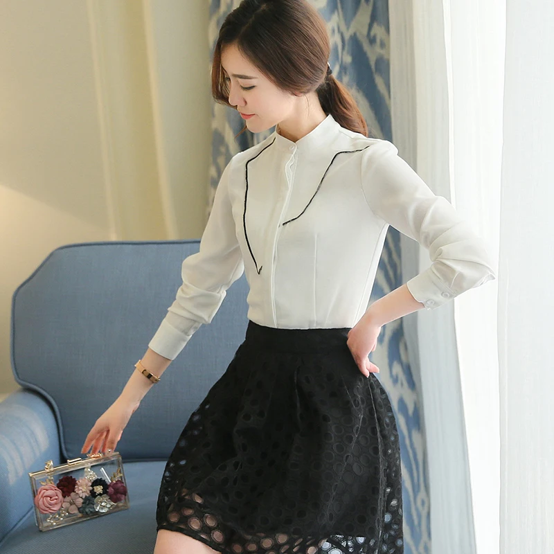 New Fashion Embroidery Stand Collar Khaki Women Blouses Long Sleeve White Womens Tops and Blouses Solid Chiffon Blouses 5411 50
New Fashion Embroidery Stand Collar Khaki Women Blouses Long Sleeve White Womens Tops and Blouses Solid Chiffon Blouses 5411 50