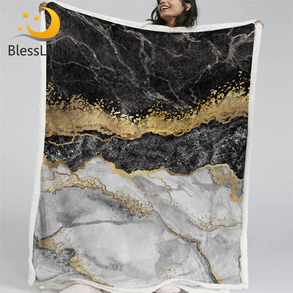 BlessLiving Marble Pattern Sherpa Fleece Blanket Black White Gold Foil Bed Blanket Abstract Art Throw Blanket Mantas De Cama
BlessLiving Marble Pattern Sherpa Fleece Blanket Black White Gold Foil Bed Blanket Abstract Art Throw Blanket Mantas De Cama