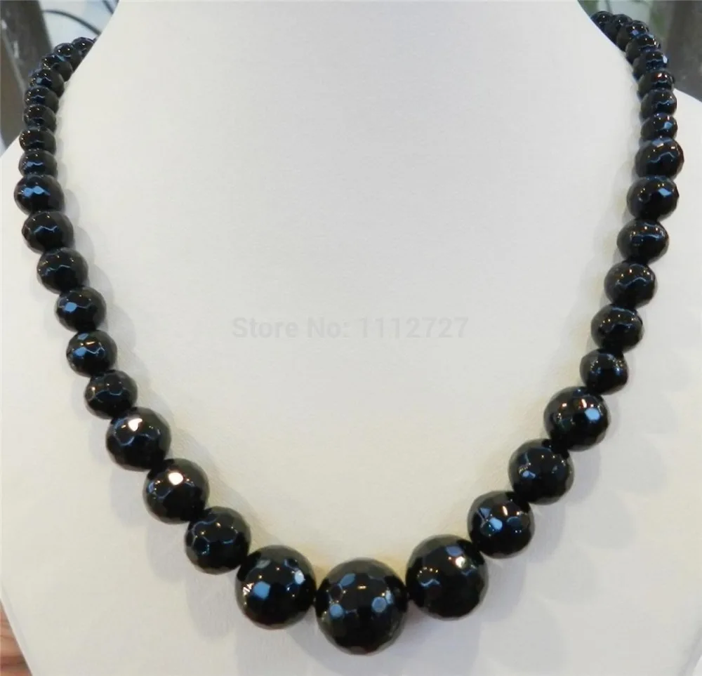 

SHUPPING >>> @> модные ювелирные украшения ограненные 6-14 мм круглые бусины из черного агата ожерелье из натурального камня 18 дюймов MY4325 оптовая пр...