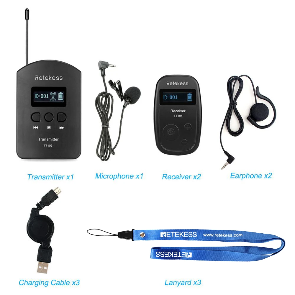 

Retekess TT103&TT104 UHF Professional Wireless Tour Guide System for Church Listening Teaching Visit Conference Interpretation