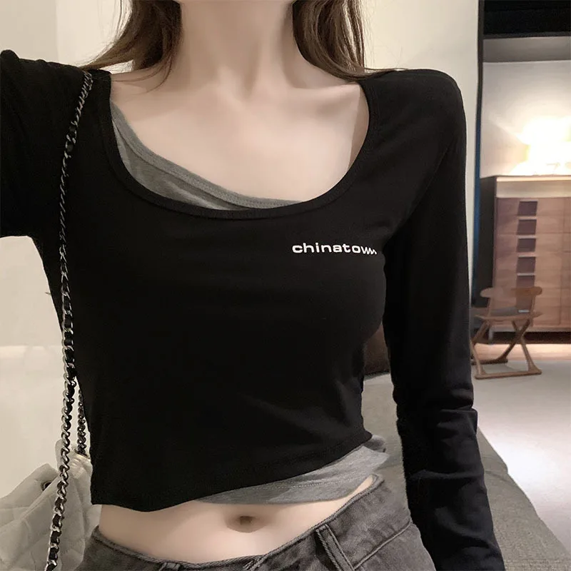 Sports tight T-shirt short long sleeve female ins street trend 2021 summer new fake two-letter casual bottoming shirt
Sports tight T-shirt short long sleeve female ins street trend 2021 summer new fake two-letter casual bottoming shirt