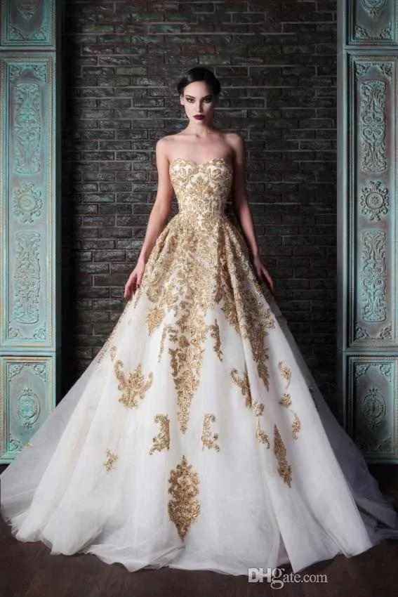 Golden Appliques Eye Catching 2014 Wedding Dresses Strapless Beads Sequined Bride Gowns A-Line Sleeveless Wedding Dress AB48
Golden Appliques Eye Catching 2014 Wedding Dresses Strapless Beads Sequined Bride Gowns A-Line Sleeveless Wedding Dress AB48